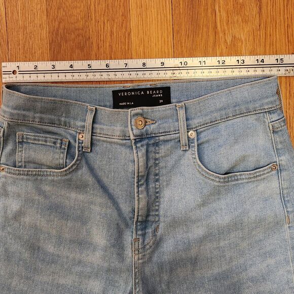 Veronica Beard Carly Kick Flare High Rise Raw Hem Jeans in Bailout Blue Sz 29/8 - Picture 6 of 11
